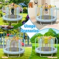 thumbnail image 2 of Mersco 55inch Toddler Trampoline, Mini Trampoline for Kids with Enclosure and Basketball Hoop, Birthday Gifts, Print, 2 of 8