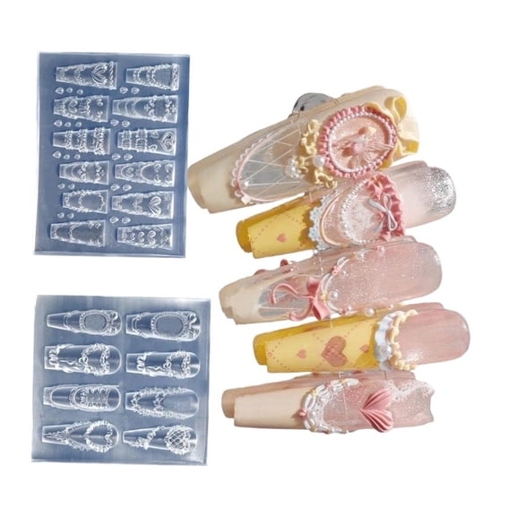 Nail Designing Tool Cream Lace Series Silicone Handmade Mold for Manicure