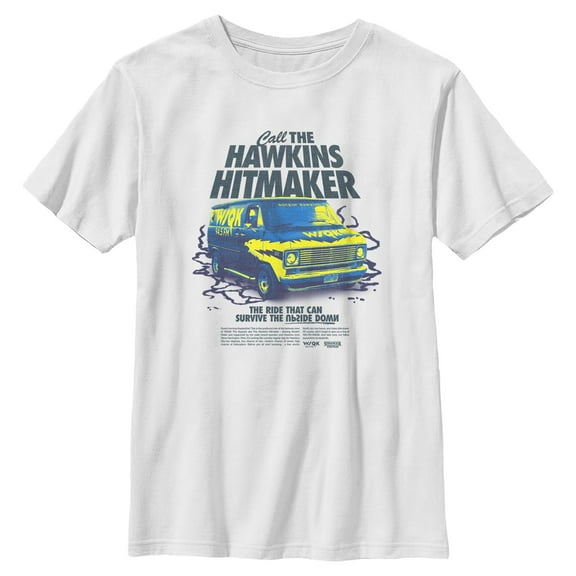 Netflix Boys' Stranger Things Neon Van Call The Hawkins Hitmaker T Shirt
