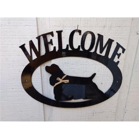 The Lazy Scroll Cocker Spaniel Metal Welcome Sign