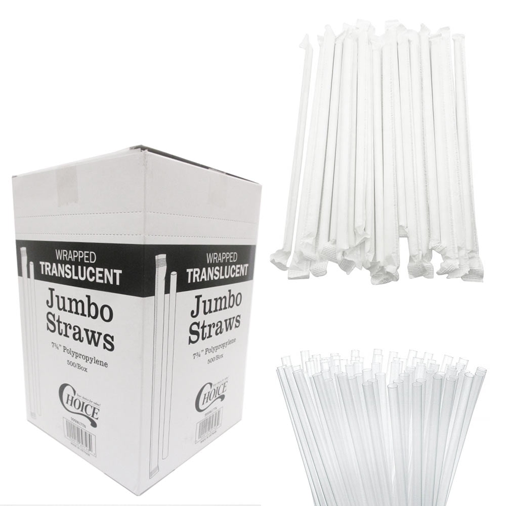 Clear Plastic Drinking Straws 500 Pack Individually Wrapped  7.75 Inches 