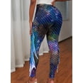 thumbnail image 3 of iiniim omen's Galaxy Mermaid Leggings Fish Scale Fins Yoga Gym Tight Pants Skinny Long Trousers Costume, 3 of 7