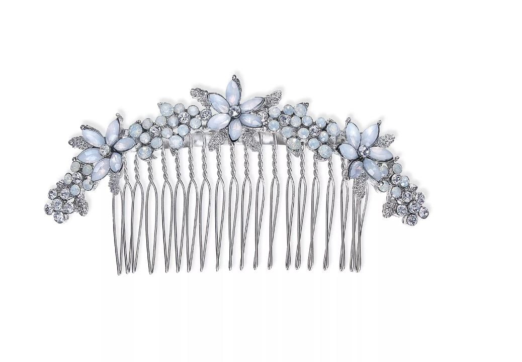 I.N.C. INTERNATIONAL CONCEPTS Silver-Tone Pavé Flower Hair Comb HA-0225 - Floral Hair Comb - Tiara, Diadem, French Twist  main image 4