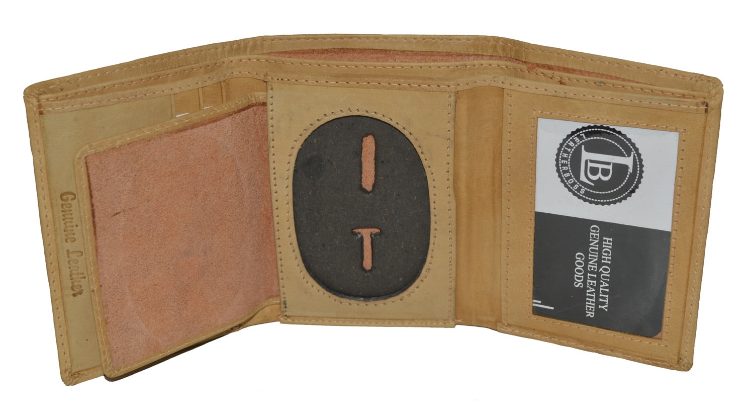 LeatherBoss Police Shield Shape Badge Holder Bifold Wallet 