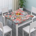 thumbnail image 3 of Pioneer Flower Floral Print Pattern Square Fitted Tablecloth with Elastic Edge,Square Table Cover,Washable Elastic Table Cover for Home Kitchen Party Decor 34"x34", 3 of 6