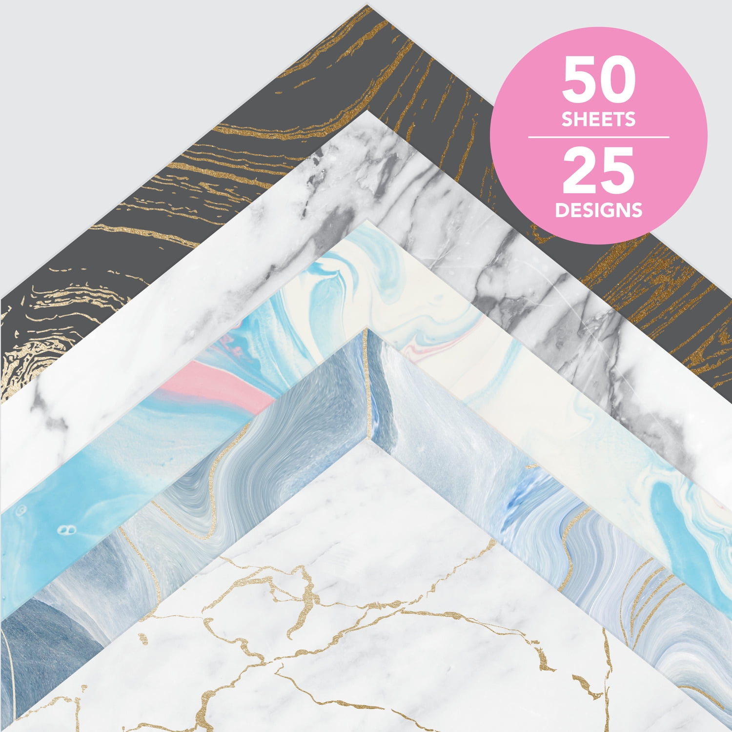 Roobee by Mara Mi Marble Paper Pad 12" x 12" - 24 lb/ 100 GSM, 50 sheets