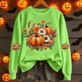 thumbnail image 4 of Halloween Edition Hoodless Sweatshirt for Wear Round Neck Long Sleeve Pullover Cozy Stylish Autumn Seasonal Top for Women Light Green XL, 4 of 5