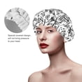 thumbnail image 2 of Yiaed winter Ski Element Print Reusable Shower Cap & Bath Cap & Lined, Oversized Waterproof Shower Caps Designed for all Hair Lengths, 2 of 7