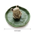 thumbnail image 4 of NAGU Quemador de Incienso de Palo de cerámica 100% Hecho a Mano, Bandeja de Hoja de Loto de Incienso de Rana pequeña, Mini Estatua de Animal Lindo, Quemador de Incienso para el hogar, 4 of 5