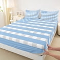 thumbnail image 3 of Homewish Blue Buffalo Plaid Queen Sheet Sets for Adult, Fashion Stripe Lines Flat Sheet, Chic US Flag Queen Fitted Sheet, Lightweight Room Decor, 4-Piece, 3 of 7