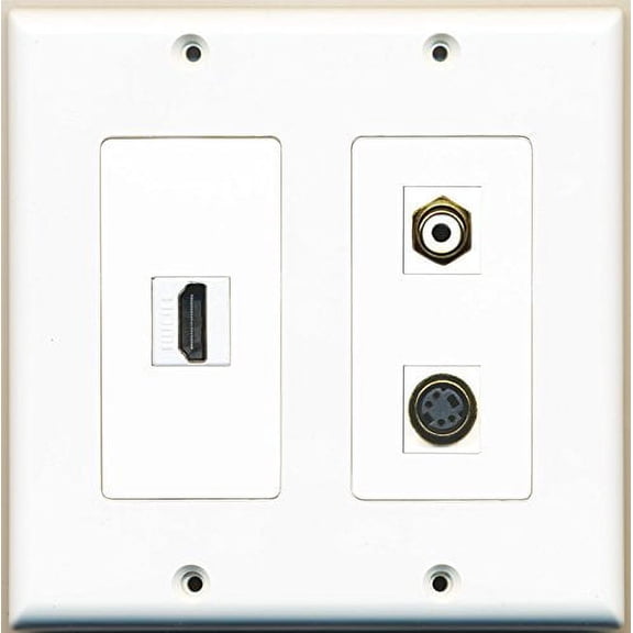 RiteAV - 1 Port HDMI 1 Port RCA White 1 Port S-Video - 2 Gang Wall Plate
