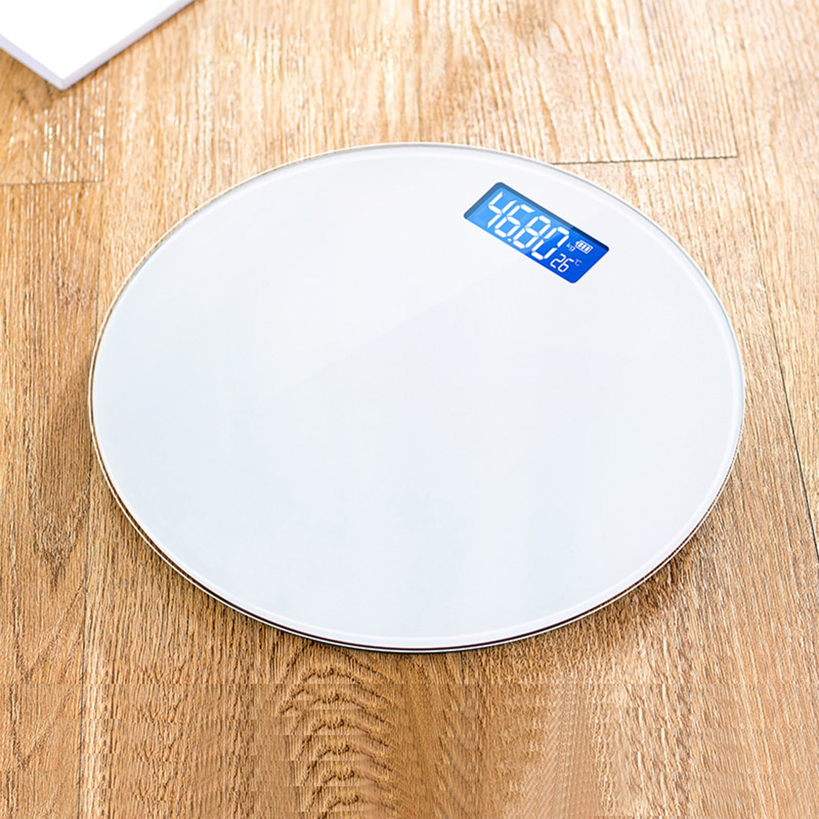 Digital Weighing Scale with Glass Pane, USB Charging, Temperature Measurement, Supports Up to 397 lbs, 11"W