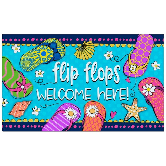 CounterArt "Flip Flops Welcome" Decorative Indoor/Outdoor Entryway Floor Mat 29.5" by 17.75"