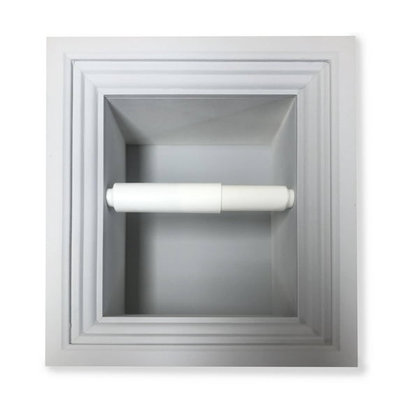 Typhon Recessed Solid Wood Toilet Paper Holder 7 x 8.5, Primed Gray