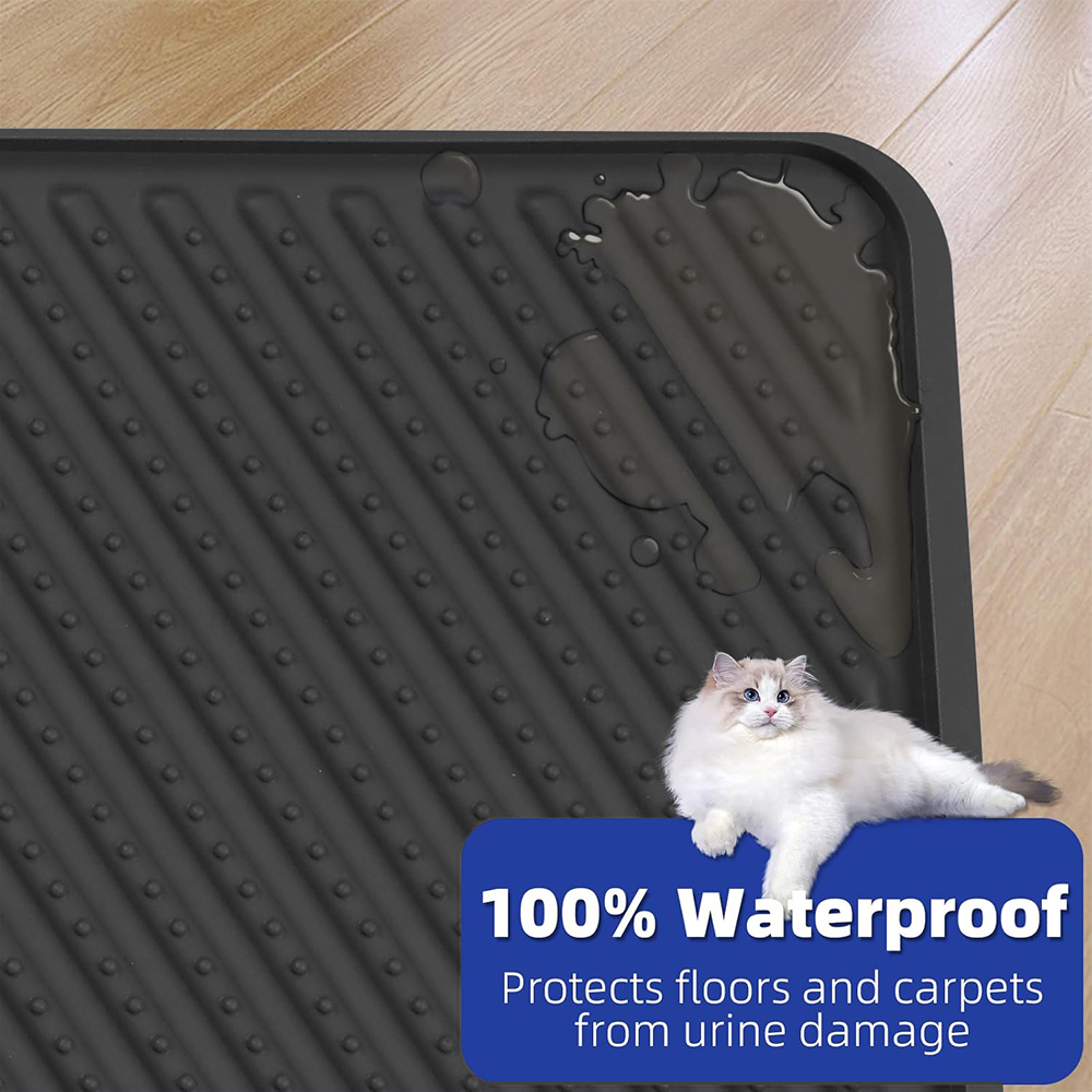 MIDOQIN Silicone Cat Litter Mat, 24x15in Waterproof Extra Large Litter Trapping Mat, Non-Slip Litter Catcher Mat