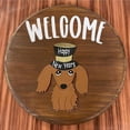 thumbnail image 2 of Dachshund Seasonal Welcome Sign for Front Door Rustic Round Wood Wreaths Sausage Dog Wall Hanging Home Decor, 2 of 7