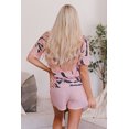 thumbnail image 2 of POGLIP Women's Pink Tie-dye Print Waffle Knit Lounge Set, 2 of 6