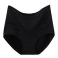 thumbnail image 2 of High-Rise Nylon Panties with Cute Print Plus Size Comfort Stretch Full Coverage Briefs Black 3XL, 2 of 3