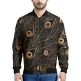 thumbnail image 3 of Chaqueta con cremallera y estampado de plumas de pavo real para hombre, moda floral 3D, mangas largas, informal, holgada, chaqueta, abrigo, ropa de calle, 3 of 4