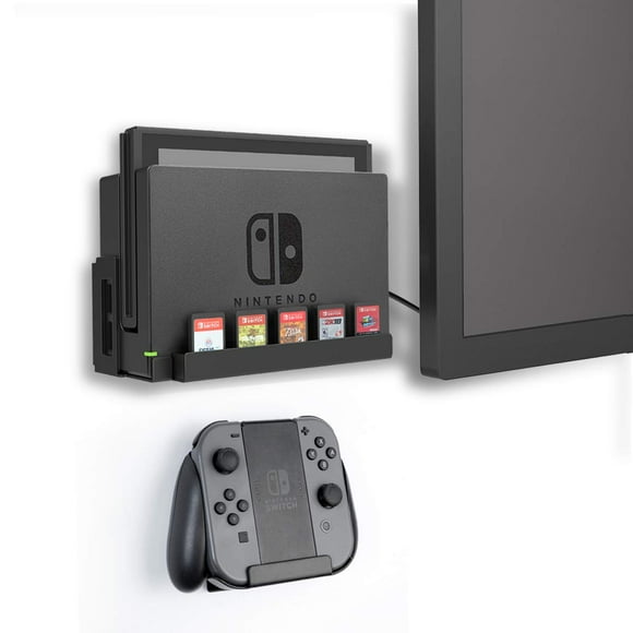 Monzlteck Support Mural pour Switch+support de Contrôleur, Compatible avec Version OLED, Support de Carte de Jeu, Métal Solide