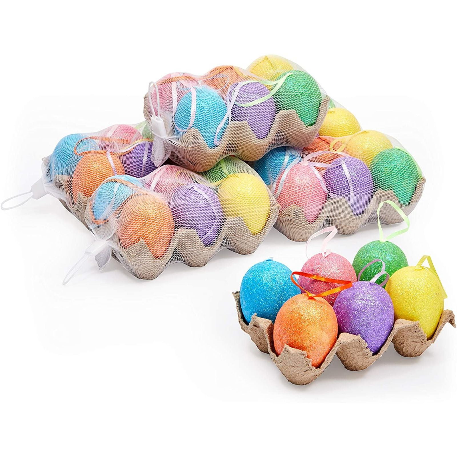 YEAHBEER 72 Pcs Plastic Printed Bright Easter Eggs-Colorful Printed Eggs Easter Hunt Basket Stuffers Fillers,Filling Treats and Party Favor