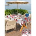 thumbnail image 4 of Outdoor Tablecloth with Umbrella Hole and Zipper, Grey Snowman Christmas Rectangle Table Cloth 52x70 Inch Waterproof Tablecloth, Xmas Balls Snowflake Picnic Table Cover for Patio Camping, 4 of 7