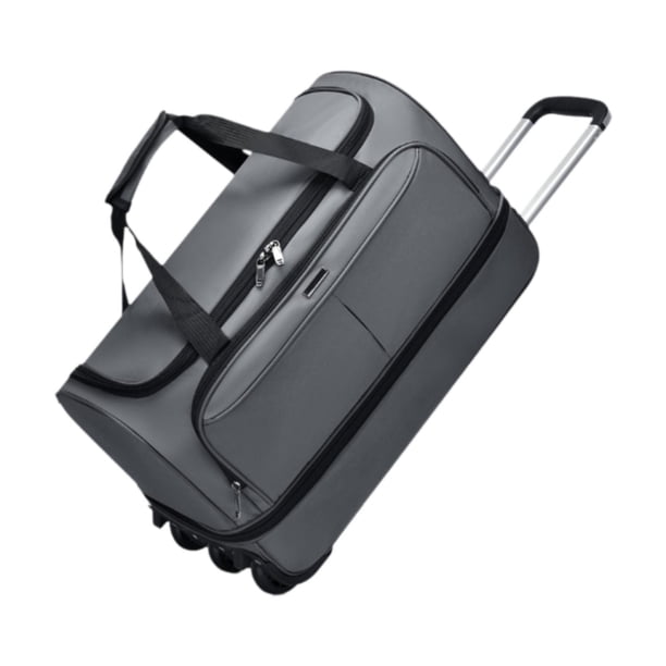 Bolsa de lona con ruedas, resistente, multiusos, para hombre, para deportes y viajes gris