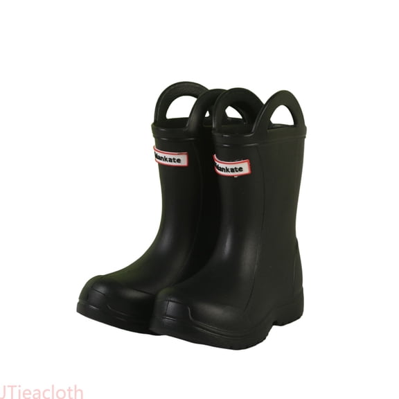 JTieacloth Girls Rain Boots Mid Calf Kids Booties Lightweight Non Sole Outdoor Playing Rain Boot with Easy-On Handles,Sizes 10