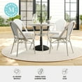thumbnail image 4 of Martha Stewart 31.5" Round Indoor-Outdoor Bistro Dining Table with Gray Woodgrain Aluminum Finish Frame and White/Gray Woven Rattan Tabletop, 4 of 10