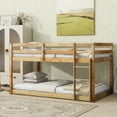 thumbnail image 4 of Harper & Bright Designs Solid Wooden Bunk Bed Twin over Twin with Ladder, Twin Floor Bunk Bed Frame for Bedroom, Natural, 4 of 10