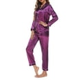 thumbnail image 5 of Michellecmm Women 2 Piece Satin Pajama Set Long Sleeve Button Tops and Elastic Pants for Loungewear Soft Sleepwear for Nightwear, 5 of 7