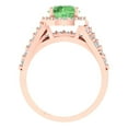 thumbnail image 4 of 2.32 ct Brilliant Round Cut Green Zircon 18K Rose Gold Halo Solitaire with Accents Engagement Bridal Wedding Ring Band Set size 7.5, 4 of 7