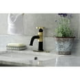 thumbnail image 3 of Kingston Brass KSD2822RX Belknap One-Handle Single-Hole Bathroom Faucet with Deck Plate and Push Pop-Up Drain, Matte Black/Polished Brass, 3 of 7
