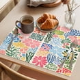 thumbnail image 3 of Abstract Spring Flower Placemats Set&nbsp;of&nbsp;6 Retro Colorful Simple Print Heat Insulation Washable Place Mats, Non-Slip Table Mats for Dining Table Party Kitchen Decor,13x19 Inch, 3 of 9