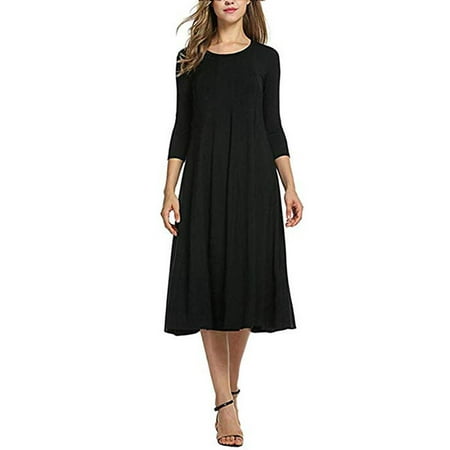 dress sleeve quarter length three dresses midi ladies casual collar vista clearance maxi loose evening half
