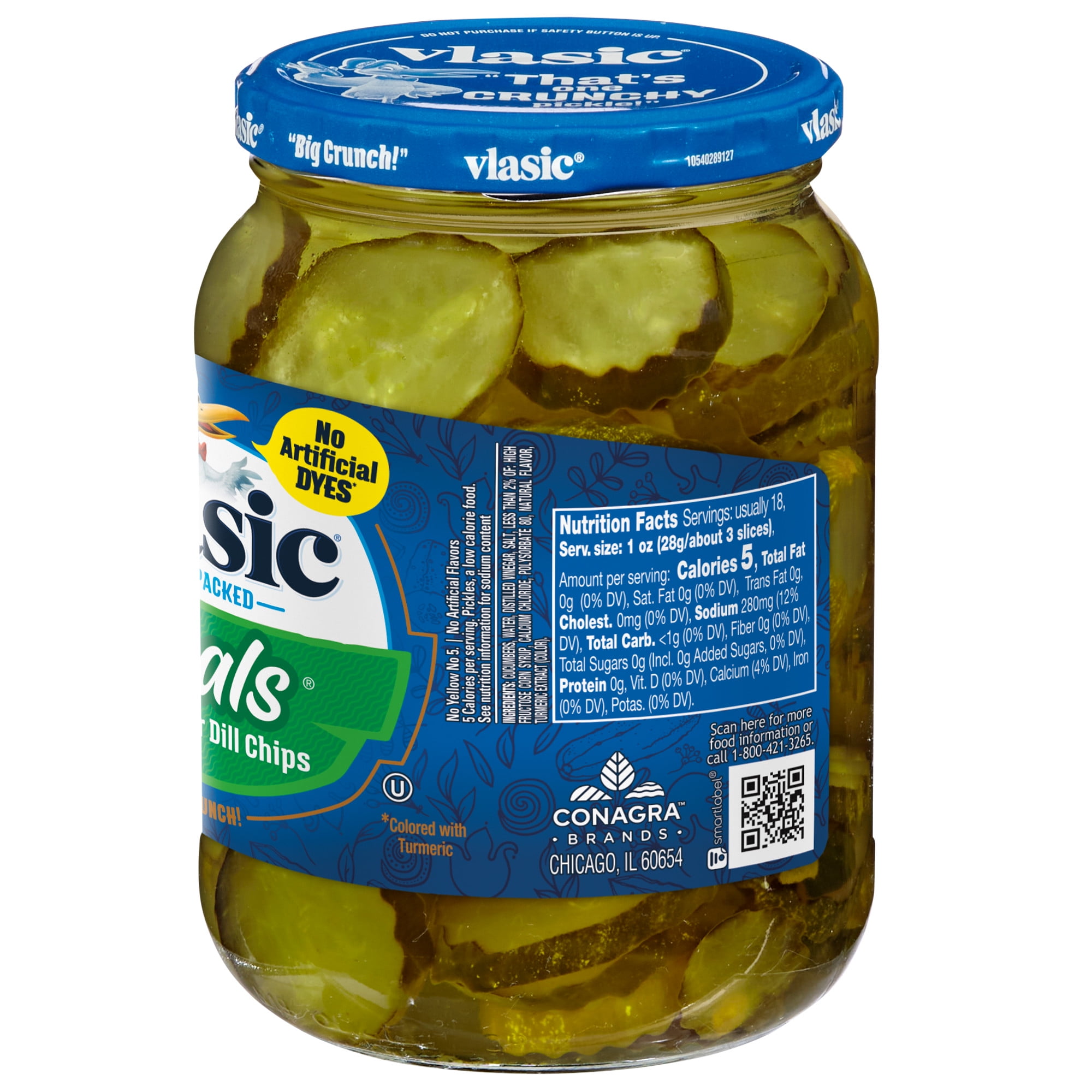 Vlasic Ovals Hamburger Dill Pickle Chips, 32 fl. oz.