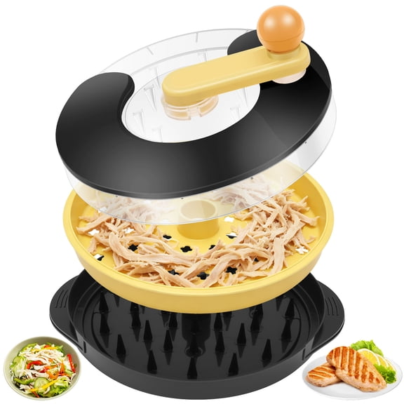 Grusce Chicken Shredder Tool Twist with Visible Clear Lid, 11 Inch Non-Slip Base 360° Rotating Meat Shredder Machine for Chicken Breast, Pork and Beef