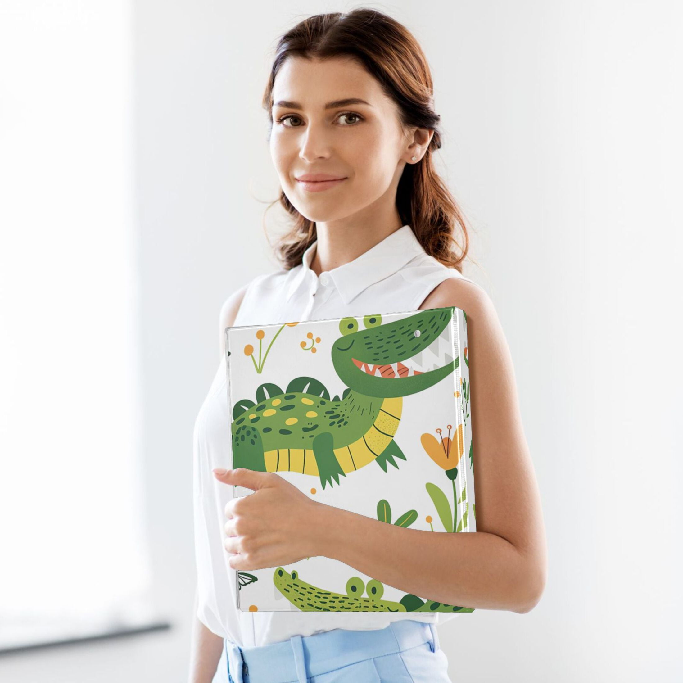 Crocodiles 3 Ring Binders 1.5 inch Hardcover File Folders with Interior Pockets A4 Size Organizer for School Office Hospital