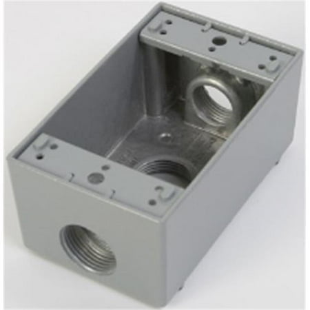 Greenfield B33PS 1 Gang Weatherproof Electrical Outlet Box with Three 0.75 in. Holes, Gray
