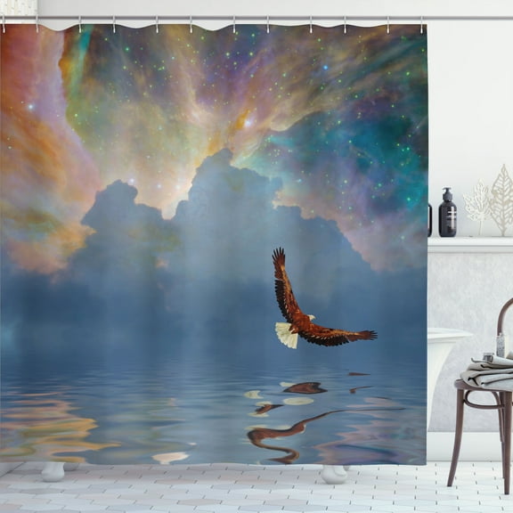 Ambesonne Eagle Shower Curtain, Majestic Huge Bird Flying, 69"Wx84"L, Multicolor