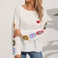 thumbnail image 6 of Juslio Women Sweaters Pullovers Womens Tops Solid Crew Neck Long Sleeve Knit White, 6 of 8