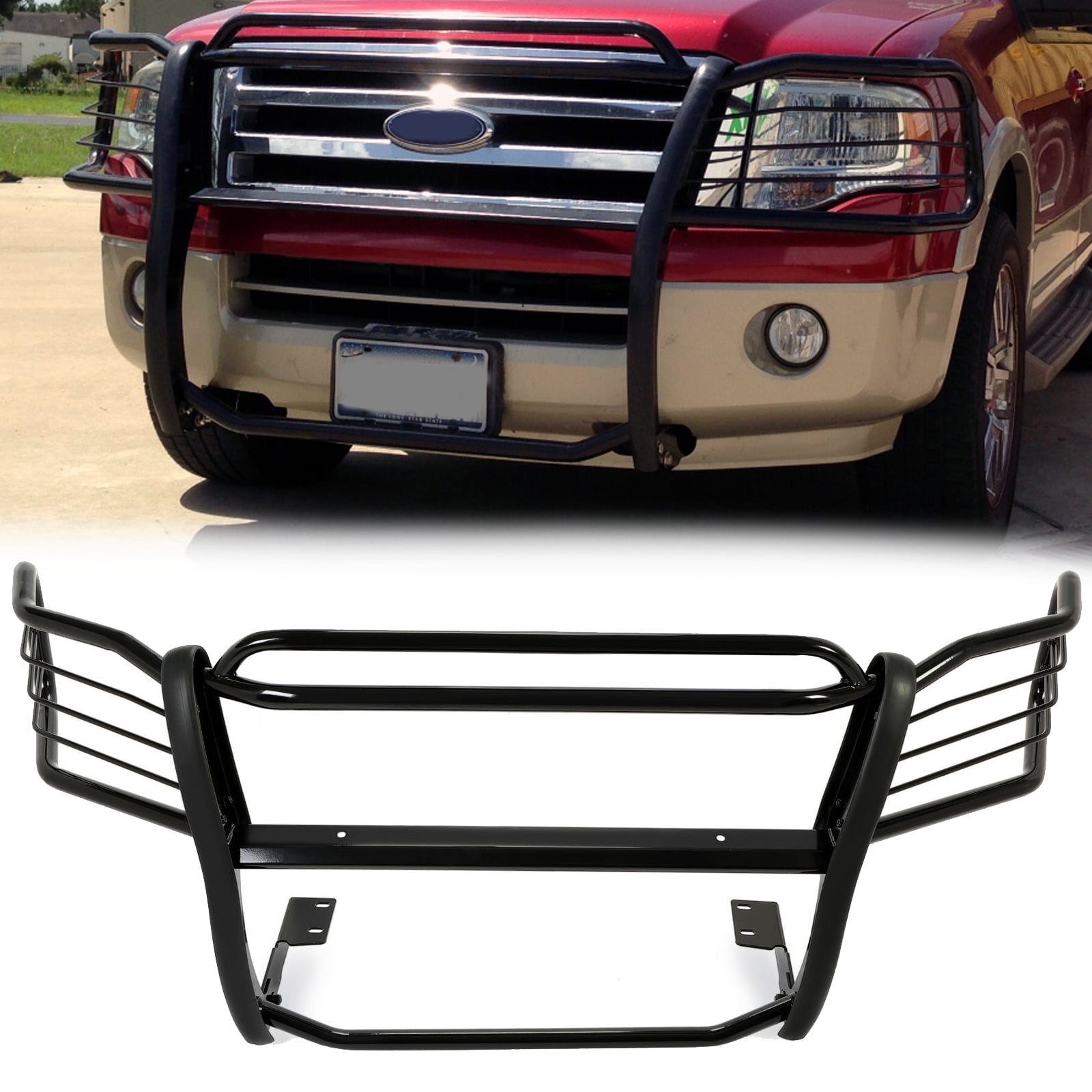 Kojem Front Black Steel Bumper Protector Brush Grille Guard Compatible