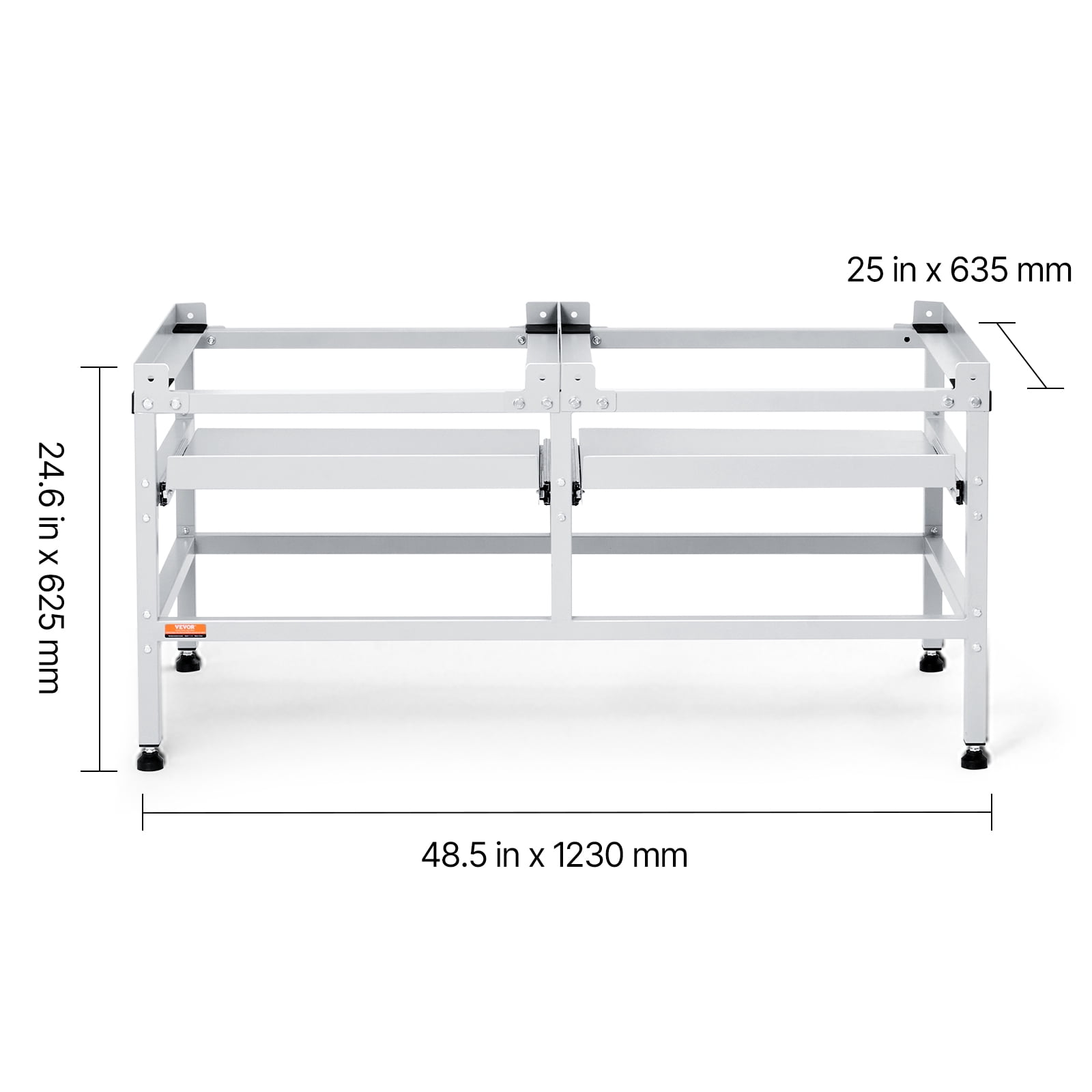 VEVOR Washing Machine Stand, 48.5x25-Inch Washer Laundry Pedestal, 590LBS Load Capacity Washer And Dryer Pedestal Base with Double Trays, 4 Adjustable Feet for Lifting Washing Machines, Carbon Steel