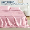thumbnail image 6 of Seasonwood Satin Sheet Set, Queen, Silky Bed Sheets, 4 Pieces,Pink, 6 of 7