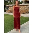 thumbnail image 2 of Burgundy Slip Dress With Lace Skirt, Sleeveless Maxi Dress For Summer Party, 2 of 6