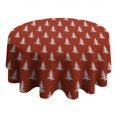 thumbnail image 4 of Red Christmas Tree Pattern Round Tablecloth 60"x60",Wrinkle Wipeable Table Cloth for Kitchen Dining Room Picnic Patio Party, 4 of 6