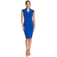 thumbnail image 4 of Point De Vu Dress - Women's Sleeveless notch neck midi sheath dress, 4 of 8