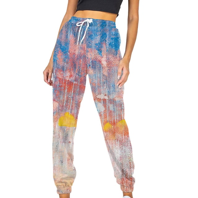 Pantalones Para Mujer Moda Casual Estampados Pantalones de Cintura Elástica Pantalones Largos Y Rectos Pantalones de Chándal Odeerbi ODB126346