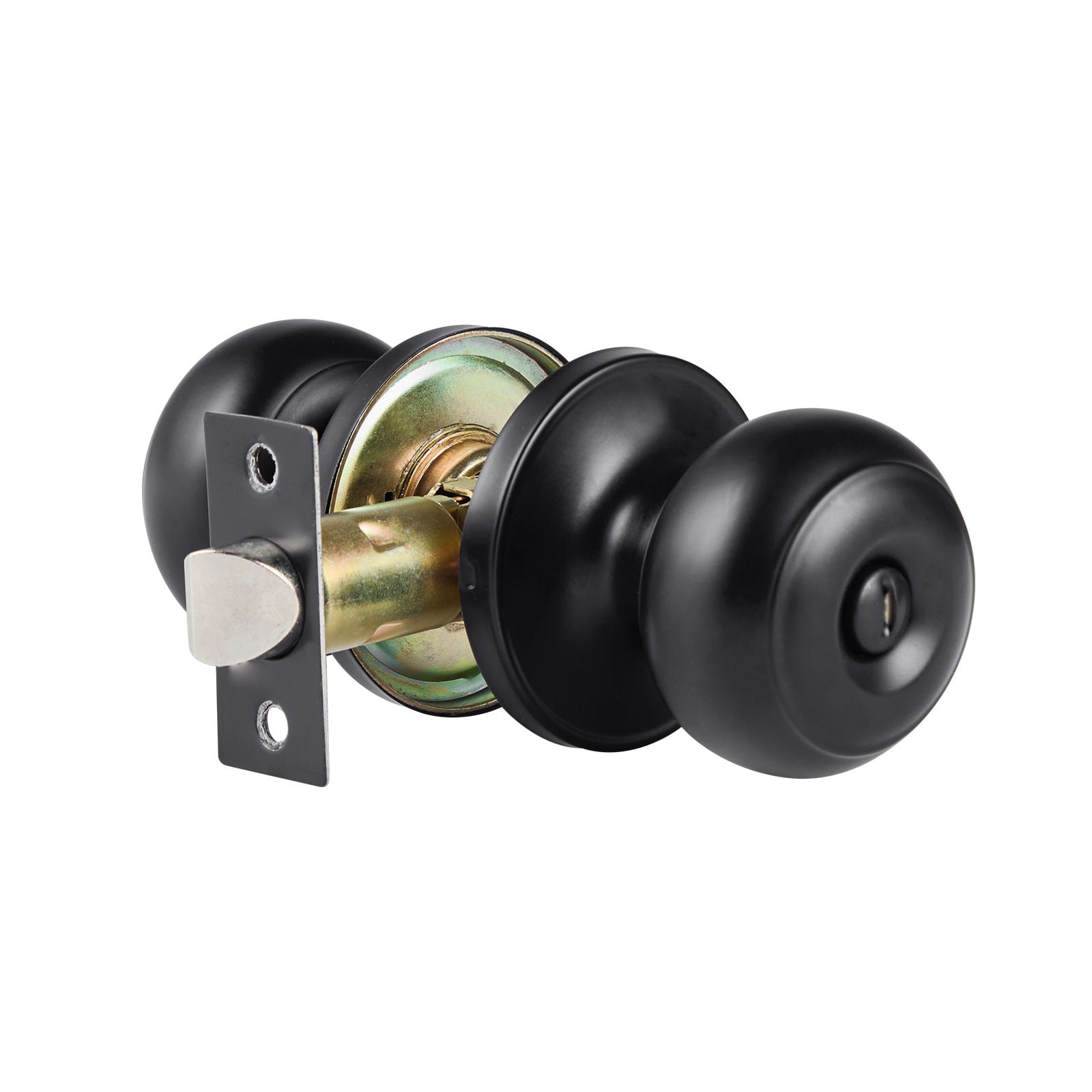 6-Pack Ball Door Knobs with Privacy Lock, All-Metal Construction, Matte Black, Adjustable Latch 2-3/8 to 2-3/4, for Bedroom Bathroom Door