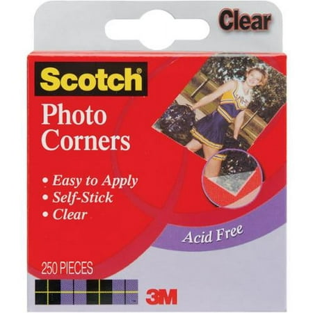 3M Scotch Photo Corners Self Adhesive 250/Box, Clear Multi-Colored